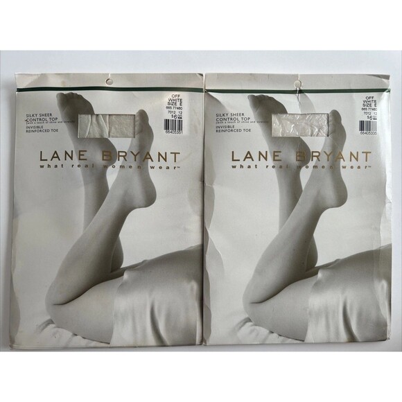 Lane Bryant Other - 2 Pair Lane Bryant Silky Sheer Control Top Pantyhose In Off White Plus Size E